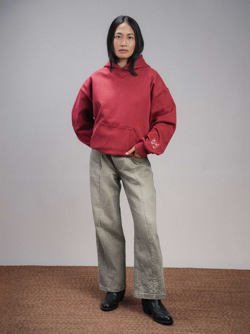 Pintuck Creased Denim Jeans