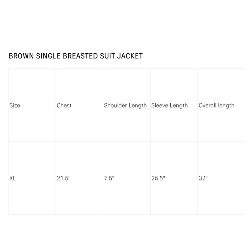 Size Guide for Single Breasted Suit Jacket