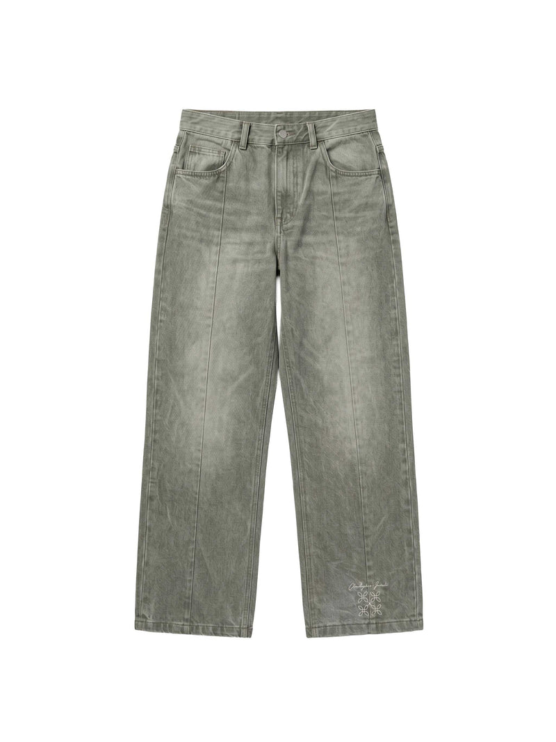 Pintuck Creased Denim Jeans